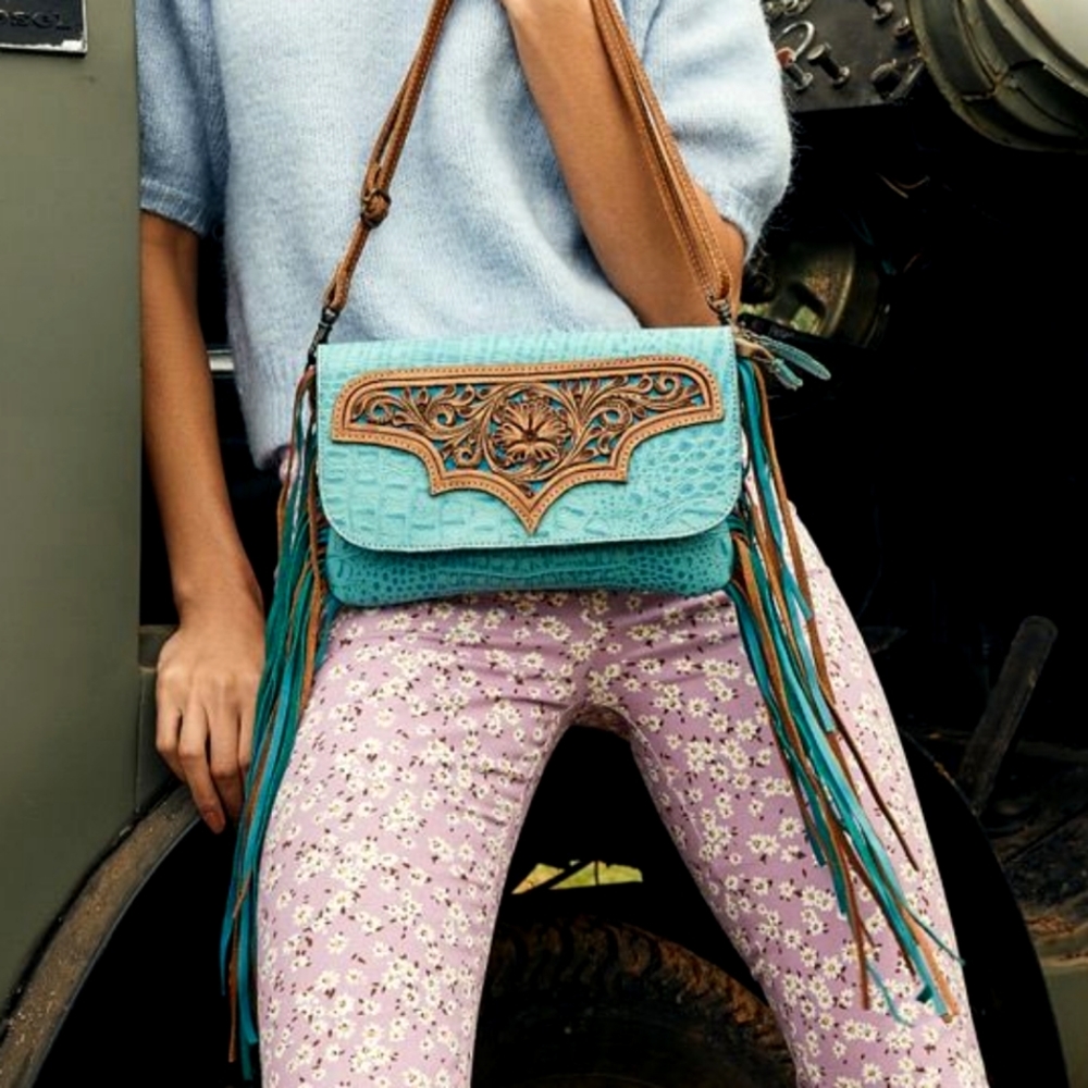 SOLD Myra Heartsy Hand Tooled Bag